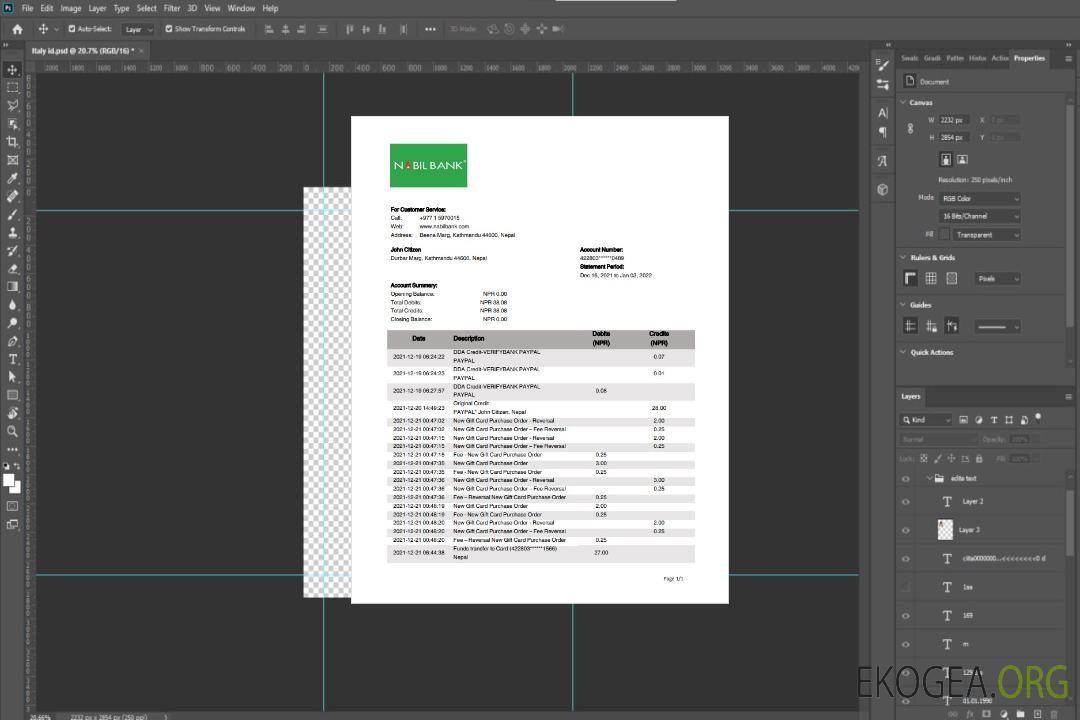 Déclaration de la Nabil Bank du Népal template